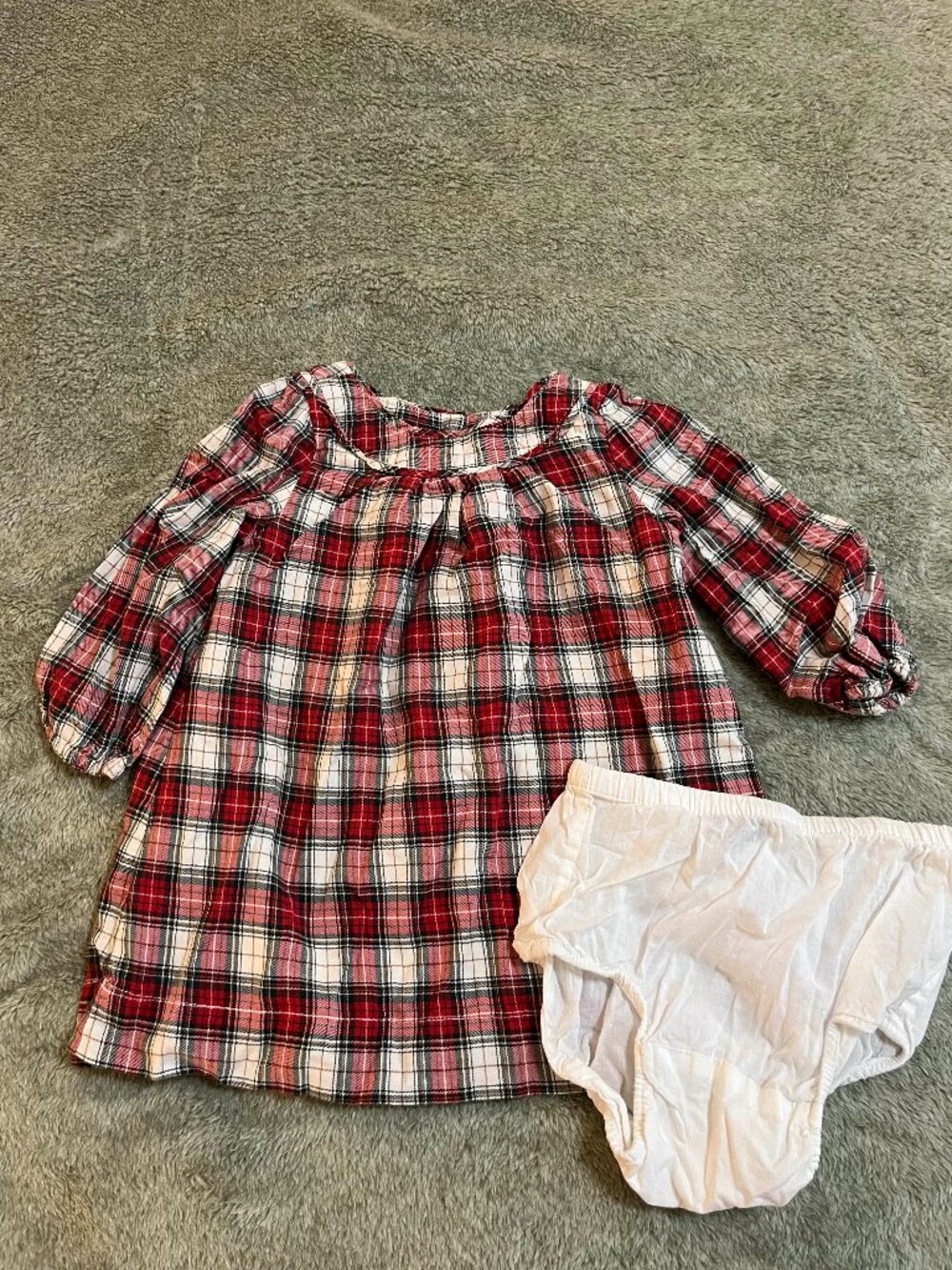Baby Gap 6-12M Red Plaid Dress & Diaper Cover Christmas Holiday Outfit Cotton